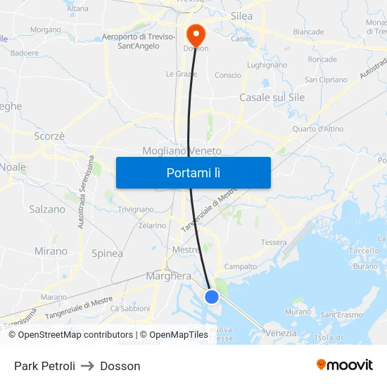 Park Petroli to Dosson map