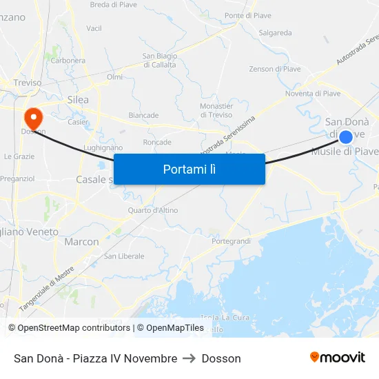 San Donà - Piazza IV Novembre to Dosson map