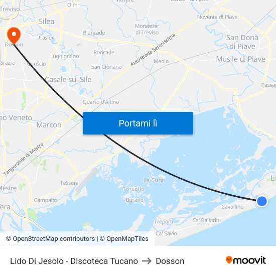 Lido Di Jesolo - Discoteca Tucano to Dosson map
