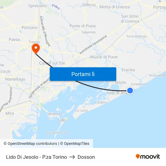 Lido Di Jesolo - P.za Torino to Dosson map