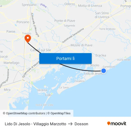 Lido Di Jesolo - Villaggio Marzotto to Dosson map