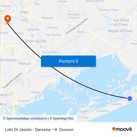 Lido Di Jesolo - Darsena to Dosson map
