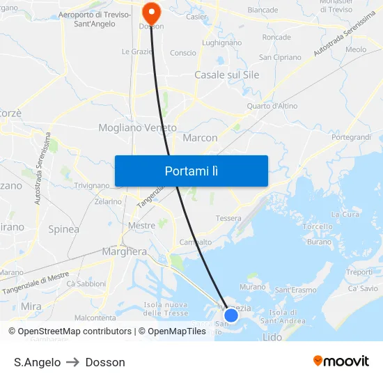 S.Angelo to Dosson map