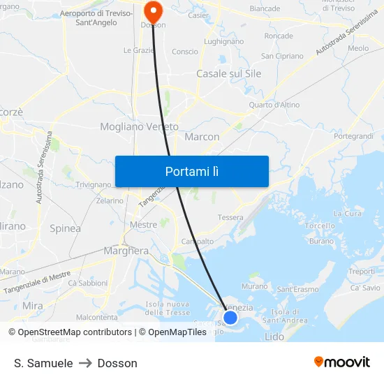 S. Samuele to Dosson map