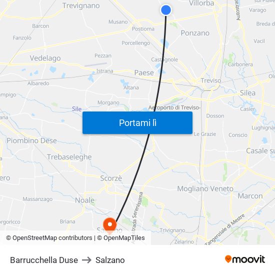 Barrucchella Duse to Salzano map