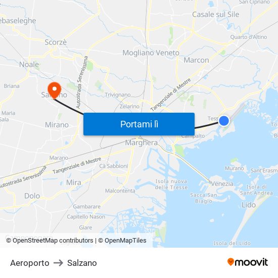 Aeroporto to Salzano map