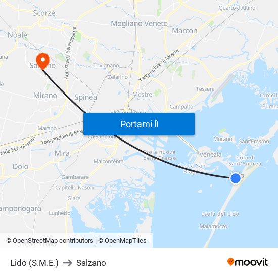 Lido (S.M.E.) to Salzano map