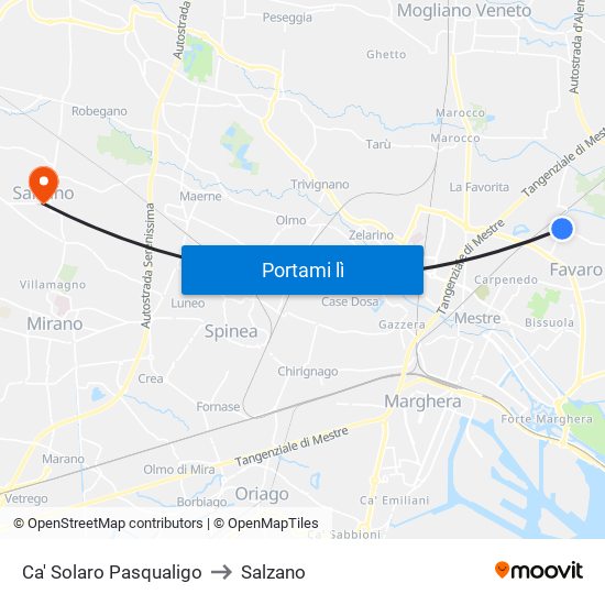 Ca' Solaro Pasqualigo to Salzano map