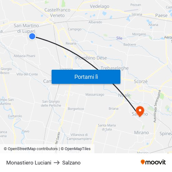 Monastiero Luciani to Salzano map