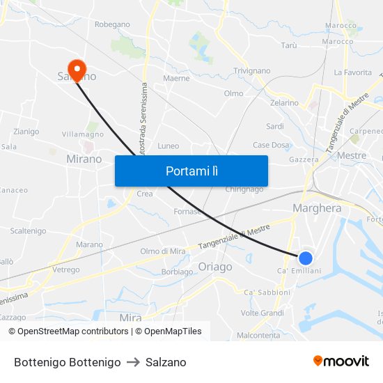 Bottenigo Bottenigo to Salzano map