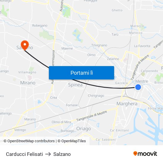 Carducci Felisati to Salzano map