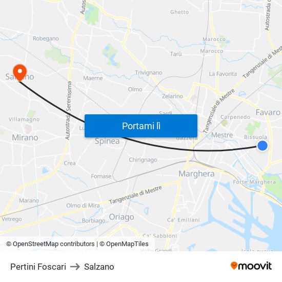 Pertini Foscari to Salzano map