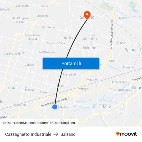 Cazzaghetto Industriale to Salzano map
