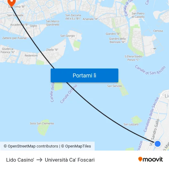 Lido Casino' to Università Ca' Foscari map