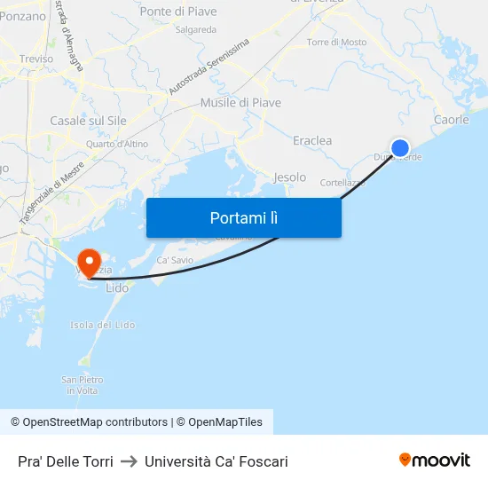 Pra' Delle Torri to Università Ca' Foscari map