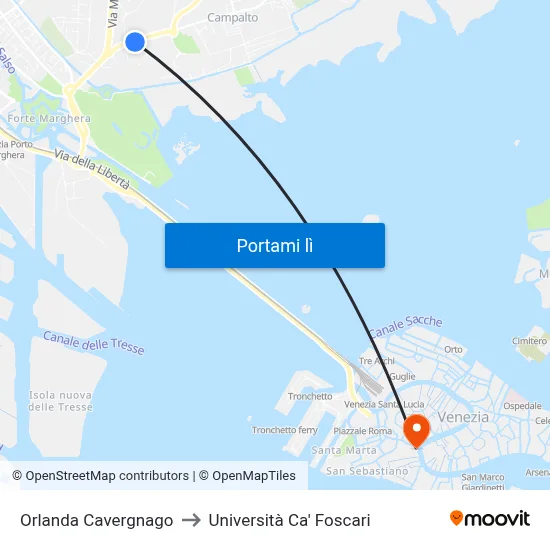Orlanda Cavergnago to Università Ca' Foscari map