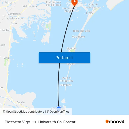Piazzetta Vigo to Università Ca' Foscari map