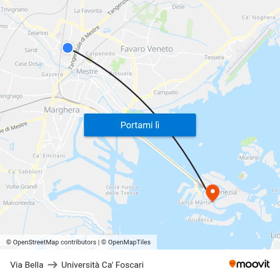 Via Bella to Università Ca' Foscari map