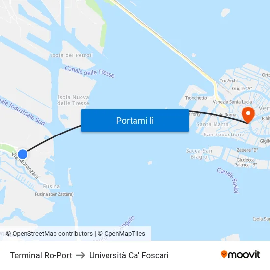 Terminal Ro-Port to Università Ca' Foscari map
