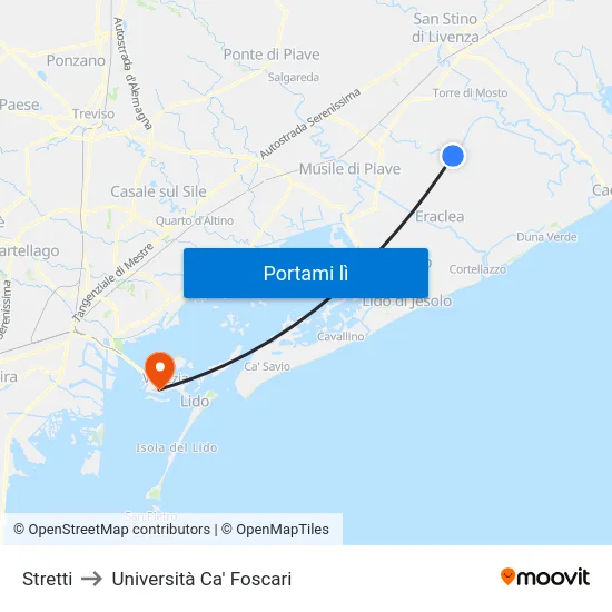 Stretti to Università Ca' Foscari map