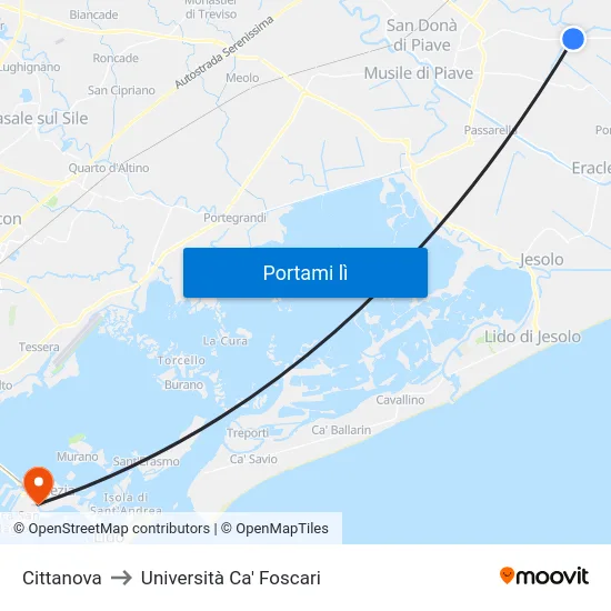 Cittanova to Università Ca' Foscari map