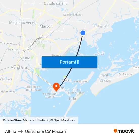 Altino to Università Ca' Foscari map