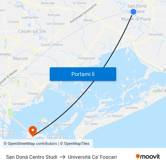San Donà Centro Studi to Università Ca' Foscari map