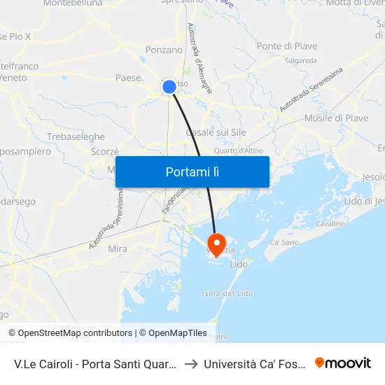 V.Le Cairoli - Porta Santi Quaranta to Università Ca' Foscari map