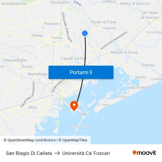San Biagio Di Callata to Università Ca' Foscari map