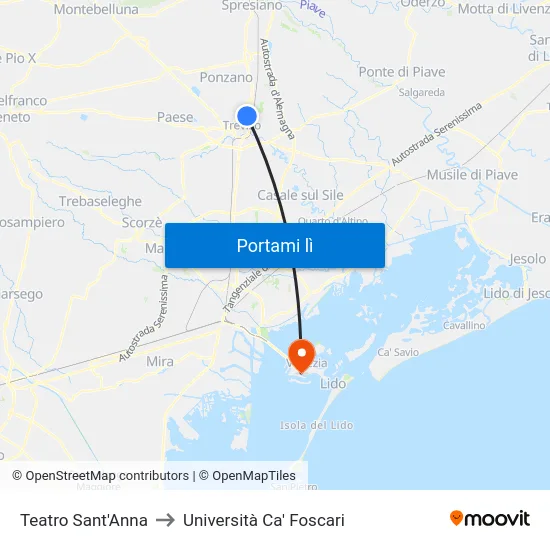 Teatro Sant'Anna to Università Ca' Foscari map