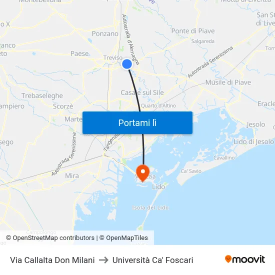 Via Callalta Don Milani to Università Ca' Foscari map
