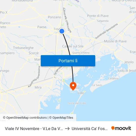 Viale IV Novembre - V.Le Da Vinci to Università Ca' Foscari map