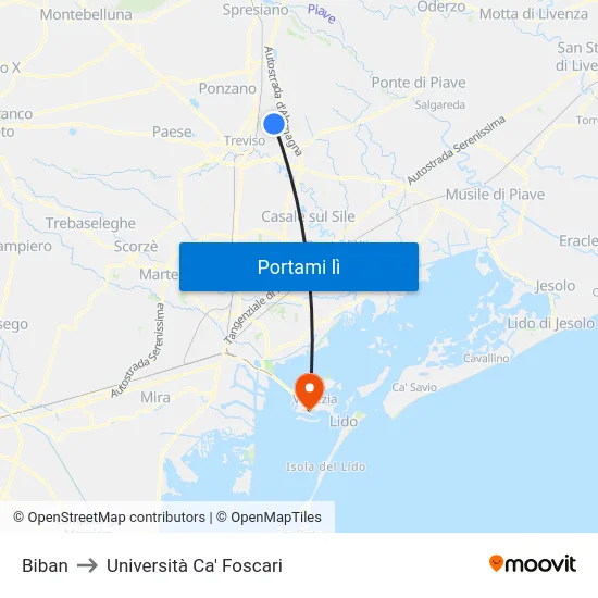 Biban to Università Ca' Foscari map