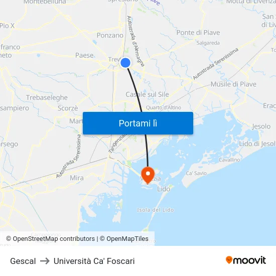 Gescal to Università Ca' Foscari map
