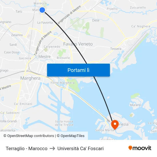 Terraglio - Marocco to Università Ca' Foscari map