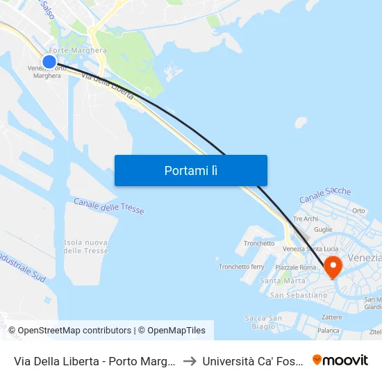 Via Della Liberta - Porto Marghera to Università Ca' Foscari map