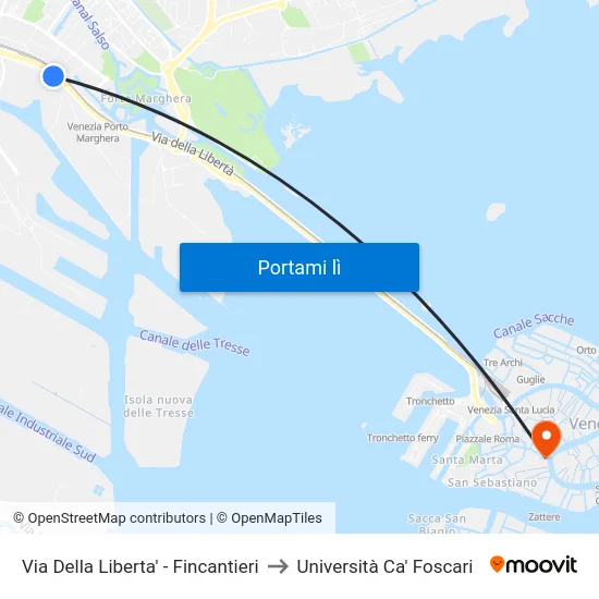 Via Della Liberta' - Fincantieri to Università Ca' Foscari map