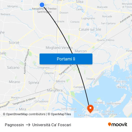 Pagnossin to Università Ca' Foscari map