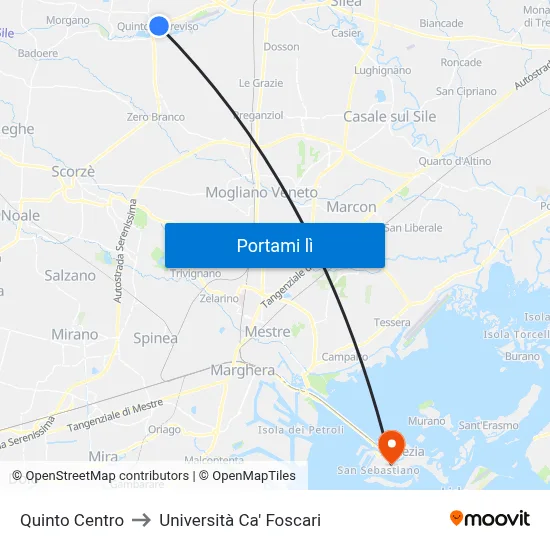 Quinto  Centro to Università Ca' Foscari map