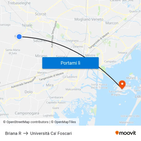 Briana R to Università Ca' Foscari map