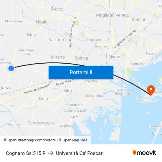 Cognaro Ss.515 R to Università Ca' Foscari map