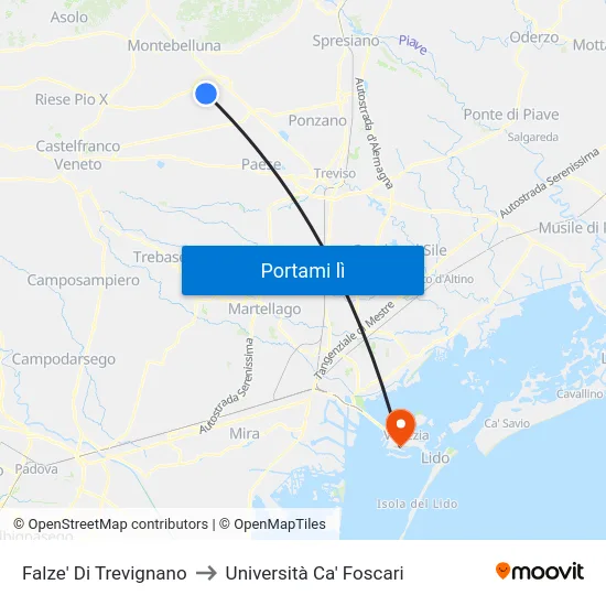 Falze' Di Trevignano to Università Ca' Foscari map