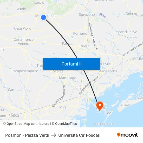 Posmon - Piazza Verdi to Università Ca' Foscari map