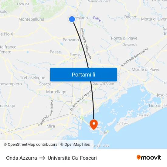 Onda Azzurra to Università Ca' Foscari map