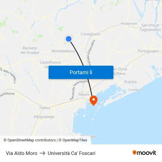 Via Aldo Moro to Università Ca' Foscari map