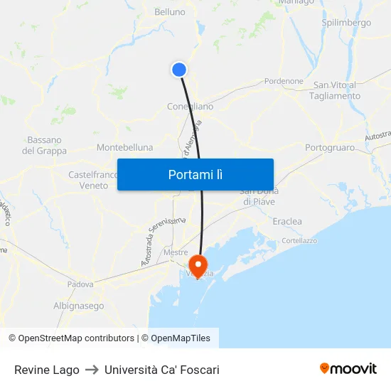 Revine Lago to Università Ca' Foscari map