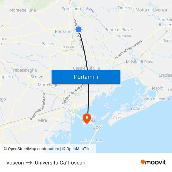 Vascon to Università Ca' Foscari map