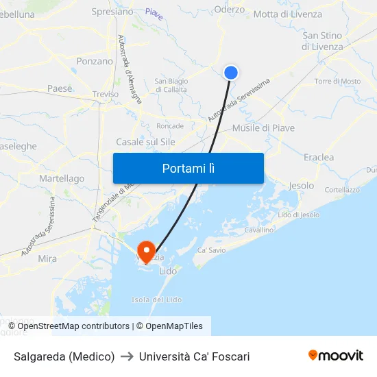Salgareda (Medico) to Università Ca' Foscari map