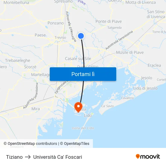 Tiziano to Università Ca' Foscari map