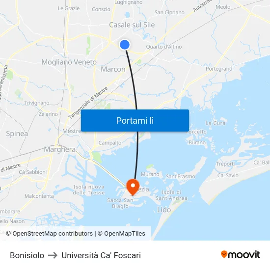Bonisiolo to Università Ca' Foscari map